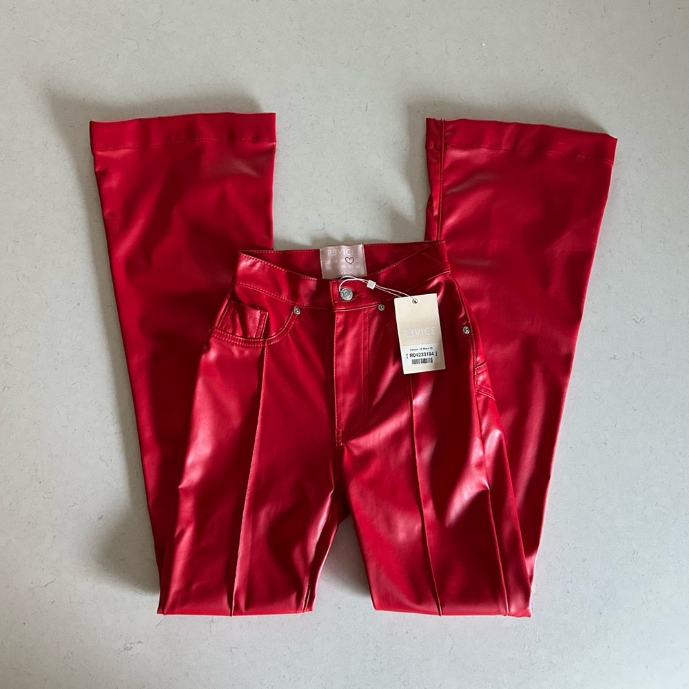 NWT revice leather venus flares in red